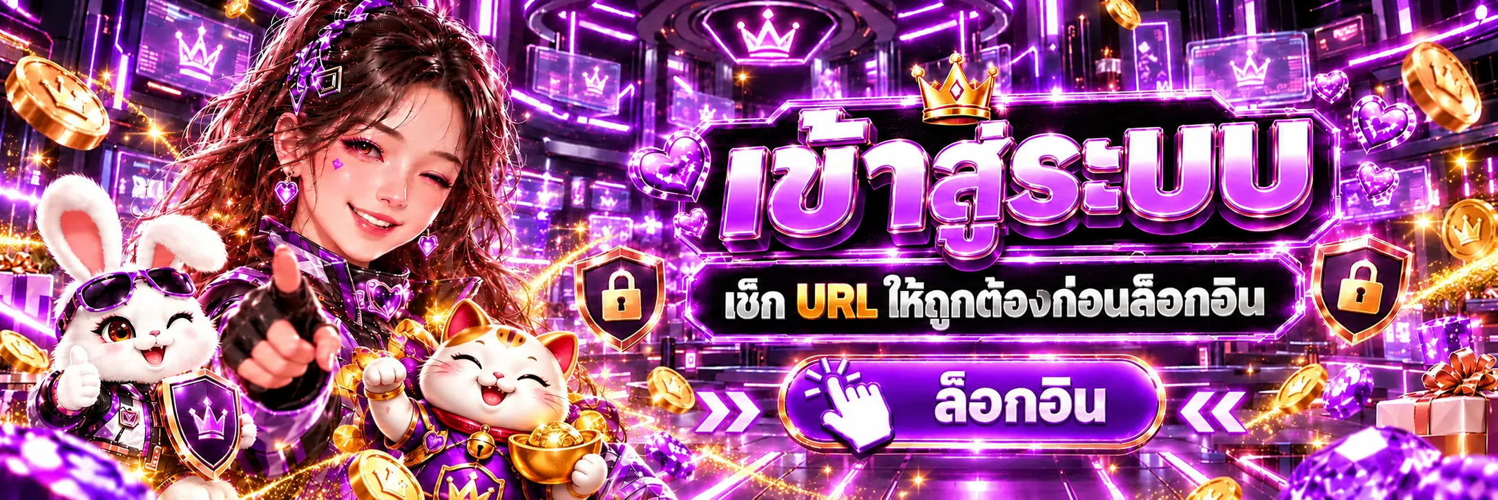แบนเนอร์เข้าสู่ระบบอย่างปลอดภัยพร้อมตรวจสอบ URL